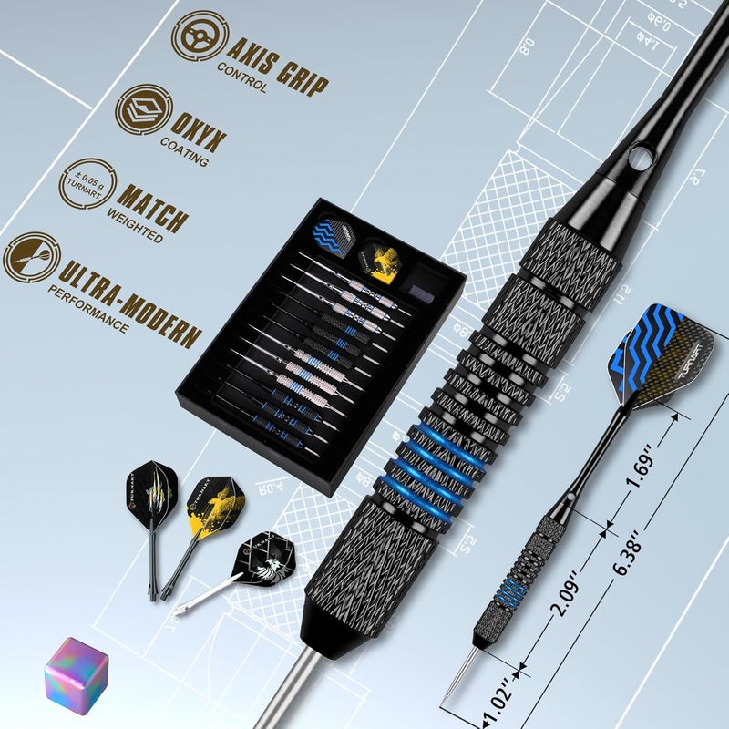 Turnart Darts Metal Tip Set - Steel Tip Darts Darts Set Professional Metal Darts 12 pcs 22/24 Grams Pro Dart Set with Stylish Case Aluminum Shafts Extra 9 Flights - Image 3